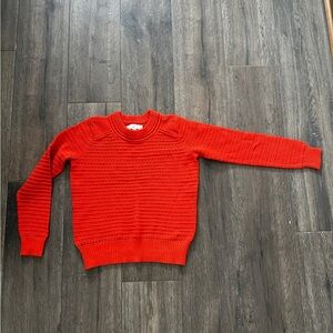 LOFT orange-Red Crew Neck Sweater